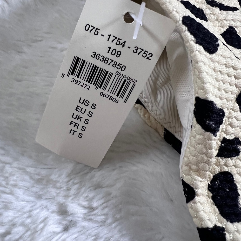 Aerie High Cut Cheeky Bikini Bottom Small Cream Black Animal Spot 075-1754-3752 - Picture 9 of 10